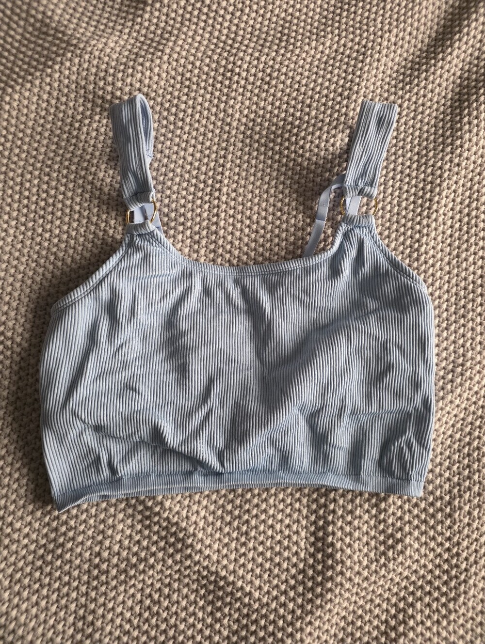 aerie Light Blue Ribbed Sports Bra